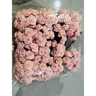 ดอกกุหลาบสีชมพู ดอกกุหลาบจิ๋วสีชมพู 1.5 ซม. พร้อมส่ง ดอกกุหลาบผ้า ดอกกุหลาบปลอมราคาส่ง