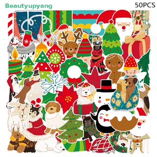 [Beautyupyang] สติกเกอร์ ลายซานตาคลอส สโนว์แมน ต้นคริสต์มาส สําหรับตกแต่งแล็ปท็อป 50 ชิ้น