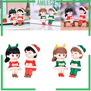 [Amleso] รูปปั้นคู่รักคริสต์มาสน่ารัก สําหรับตกแต่งบ้าน โต๊ะ 2 ชิ้น