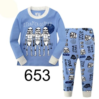 LBLP-653 ชุดนอนเด็กผู้ชาย ผ้าเนื้อบางนิ่ม สีฟ้า ลายหุ่นยนต์ 🚗พร้อมส่งด่วนจาก กทม.🇹🇭