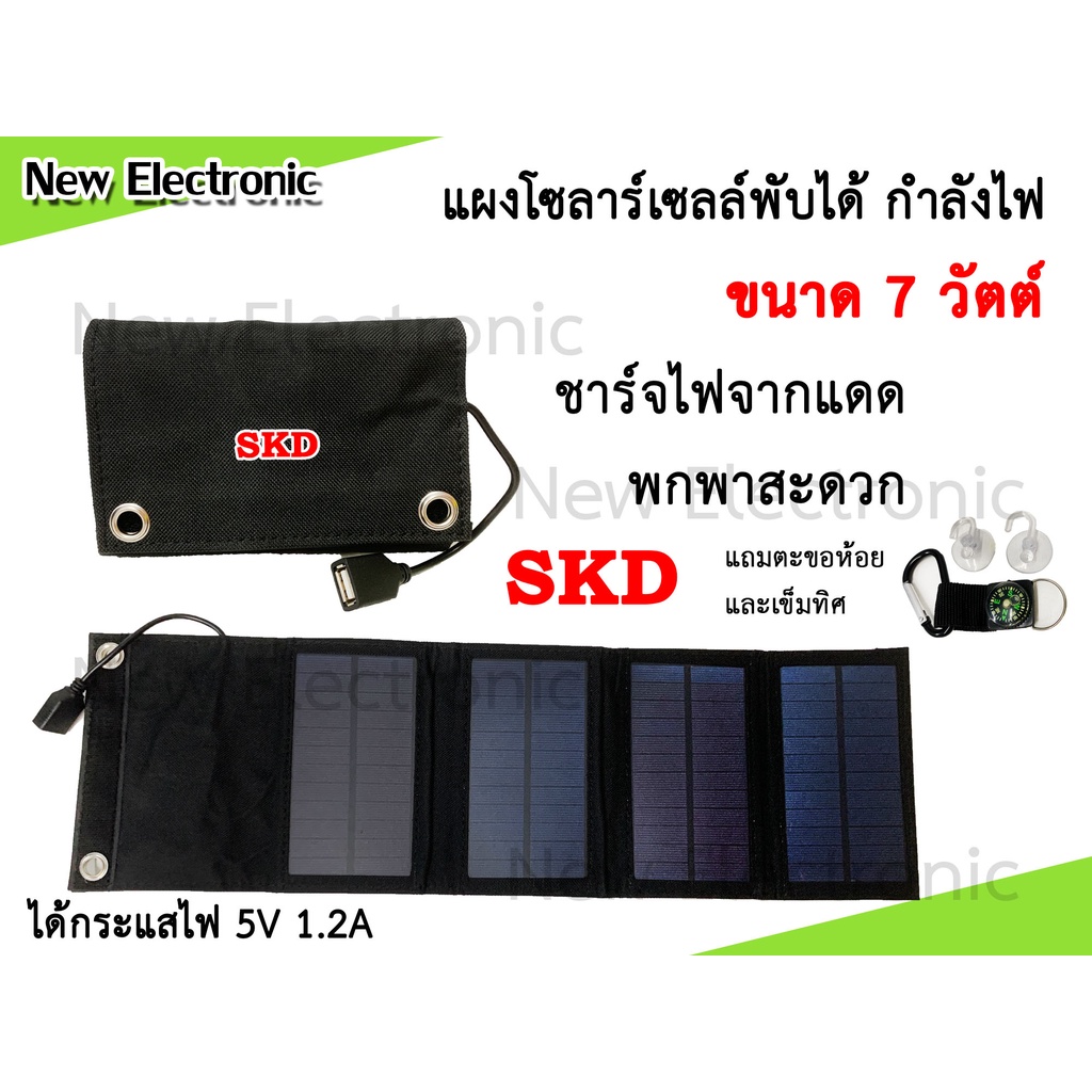 solar-cell-แผงโซลาร์เซลล์-7-10w-ชาร์จโทรศัพท์มือถือ-แท็บเล็ต-iphone-ipad-5-โวลต์-1-ช่องชาร์จ-usb-พับได้พกพาสะดวก