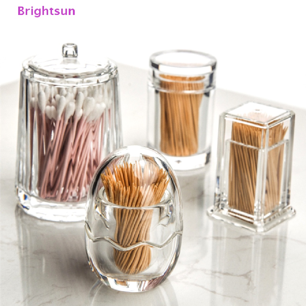 brightsun-กล่องไม้จิ้มฟันอะคริลิคหนาขึ้นขวดไม้จิ้มฟันใสทรงกลมกล่องเก็บใหม่