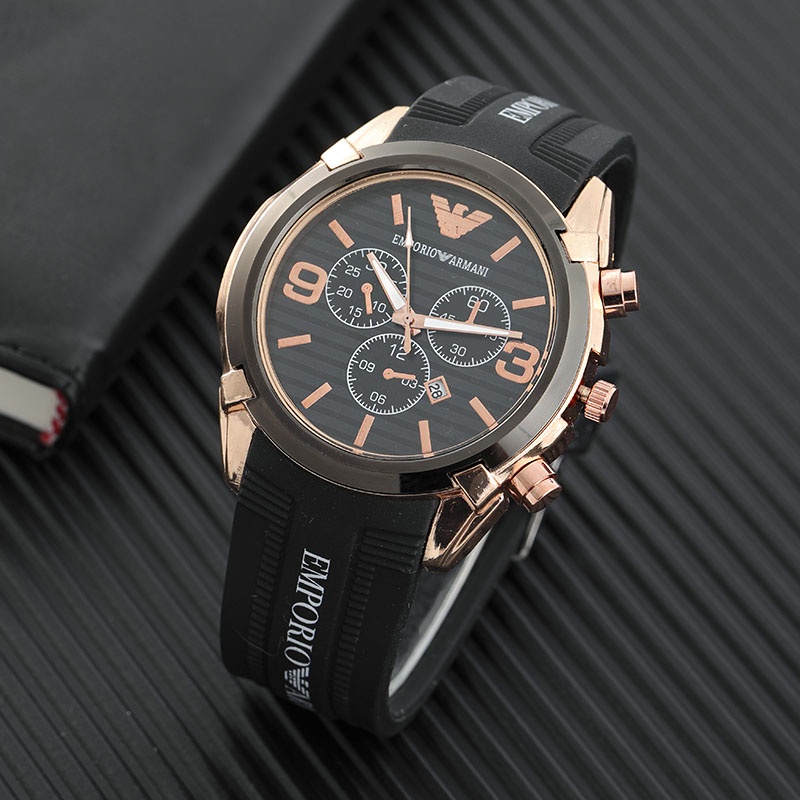 armani-แฟชั่นผู้ชายนาฬิกาเรียบง่ายธุรกิจนาฬิกาควอตซ์ซิลิโคนสบาย-ๆ