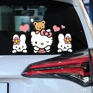สติกเกอร์ติดกระจกรถยนต์ ลายการ์ตูน Hello Kitty Teddy Bear น่ารัก สําหรับตกแต่งหน้าต่าง กันชนหลัง รถจักรยานยนต์
