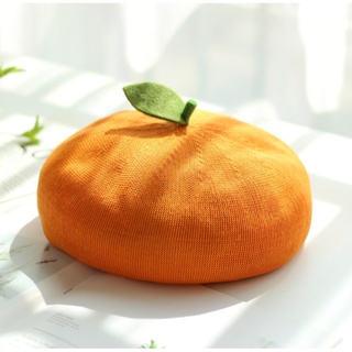 ┋┇♂หมวกเบเร่ต์ แบบนิ่ม ระบายอากาศได้ดี ลายผลไม้ สีส้ม สไตล์ญี่ปุ่น แฟชั่นฤดูใบไม้ผลิ และฤดูร้อน สําหรับผู้หญิง 2022