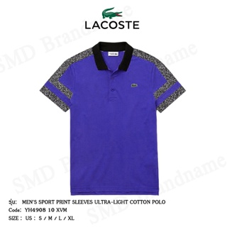 สินค้า Lacoste เสื้อสปอร์ตชายสีน้ำเงินพิมพ์ลาย รุ่น MEN\'S SPORT PRINT SLEEVES ULTRA-LIGHT COTTON POLO Code: YH4908 10 XVM