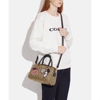 Disney X Coach Rowan Satchel In Signature Canvas With Patches