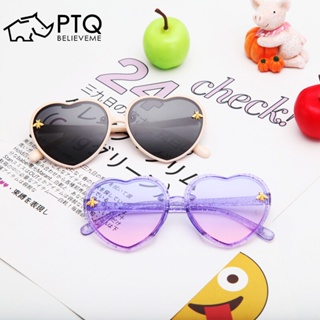 แว่นตากันแดด กรอบลายการ์ตูน สีชมพู พร้อมป้องกัน UV400 แฟชั่นสําหรับเด็ก PTQ