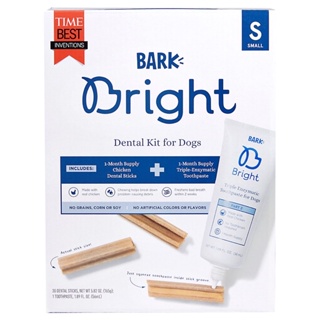 ชุดขนมขัดฟันและยาสีฟันสุนัข Bark Bright Dental Kit for Dogs 1-Month Supply ขนาด Small สำหรับสุนัข นน.น้อยกว่า 9 kg