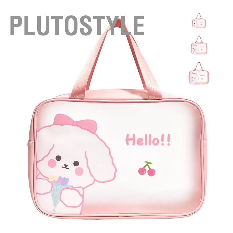 bplutostyle-กระเป๋าเดินทาง-pvc-แบบใส-กันน้ํา-ลายลูกสุนัข-เชอร์รี่-สําหรับซักผ้า