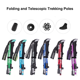 5-Section Folding Trekking Poles Ultralight Nordic Walking Stick Hiking Telescopic Pole Adjustable Anti Shock Sticks Cli