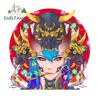Earlfamily สติกเกอร์ไวนิล ลาย Oni Geisha ขนาด 13 ซม. x 12.9 ซม. สไตล์ญี่ปุ่น สําหรับติดตกแต่งหน้าต่างรถยนต์ แล็ปท็อป