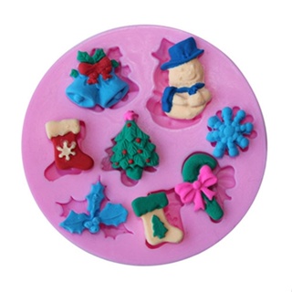 【AG】3D Christmas Tree Bell Silicone Snowflake Snowman Cake Candy Mold Bake DIY Tool