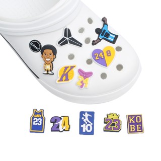 จี้เข็มกลัด ลายการ์ตูนบาสเก็ตบอล Kobe Croc James Jibbits Charm NBA Jibitz Crocks สําหรับตกแต่งรองเท้า