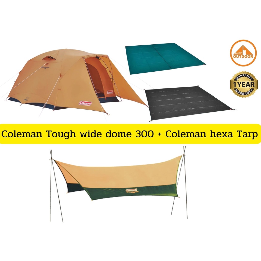 Coleman Tough Wide Dome V300 Start Package + Coleman Hexa Tarp MDX