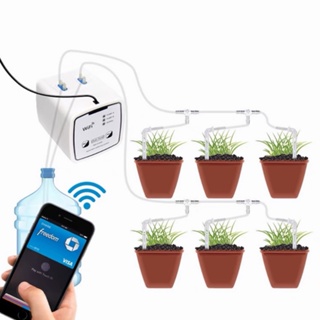 Ddoria 👍 【จัดส่งที่รวดเร็ว】wifi smart water words horticultural หยดการชลประทาน timmers เครื่องมือการรดน้ำขี้เกียจ 100-240V wifi สองปั๊ม 15 หม้อ