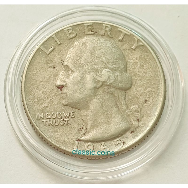 เหรียญ-quarter-dollar-1965-united-states-of-america-ผ่านใช้