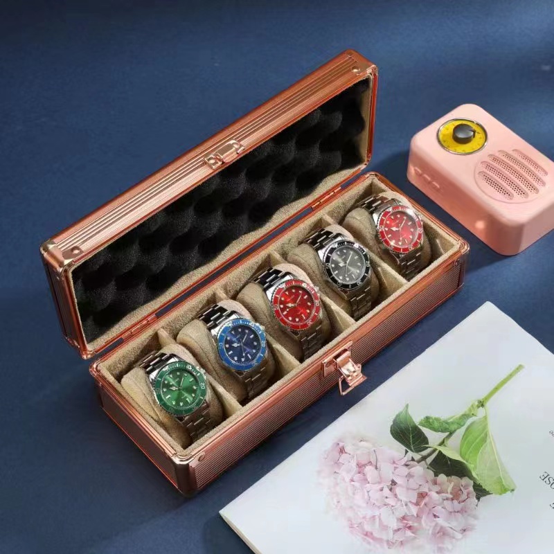 พร้อมส่ง-กล่องนาฬิกา-5-เรือน-aluminium-watch-box-กล่องใส่นาฬิกา-กล่องเหล็กเกรดพรีเมี่ยม-กล่องของขวัญ-สีดำ