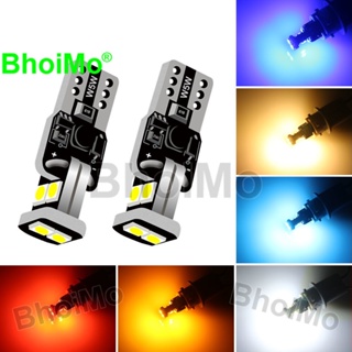 Bhoimo หลอดไฟไฮไลท์ T10 LED W5W 194 168 6SMD 3030 DC12v สีขาว สําหรับติดป้ายทะเบียนรถยนต์ ด้านหลัง รถจักรยานยนต์
