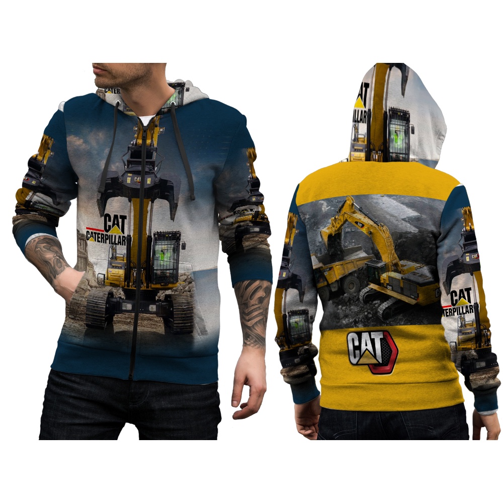 เสื้อแจ็กเก็ตกันหนาว-มีฮู้ด-แต่งซิป-2-ช่อง-ลาย-caterpillar-art