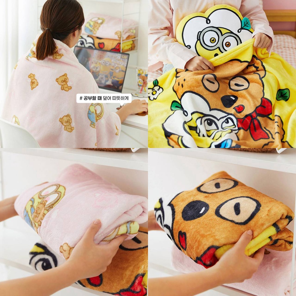 พร้อมส่ง-minions-blanket-ผ้าห่มมินเนี่ยน-มี-2-ลาย