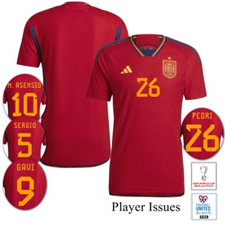 เสื้อกีฬาแขนสั้น ลายทีมชาติฟุตบอล Player Issues-2022-23 Spain ไซซ์ S-2XL 22-23