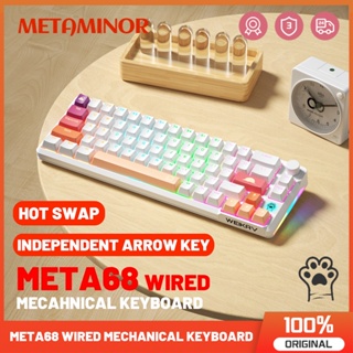 สินค้า Meta68 คีย์บอร์ดเมคคานิคอล แบบใช้สาย 65% 68 คีย์ มีไฟแบ็คไลท์ สําหรับ PC MAC