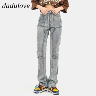 DaDulove💕 New Korean Version of Light-colored Jeans Elastic Straight-leg Pants High-waist Stitching Casual Pants