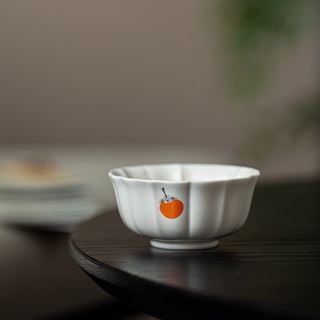 [Persimmon Ruyi] ถ้วยชา เคลือบสี แบบเรียบง่าย สไตล์จีน
