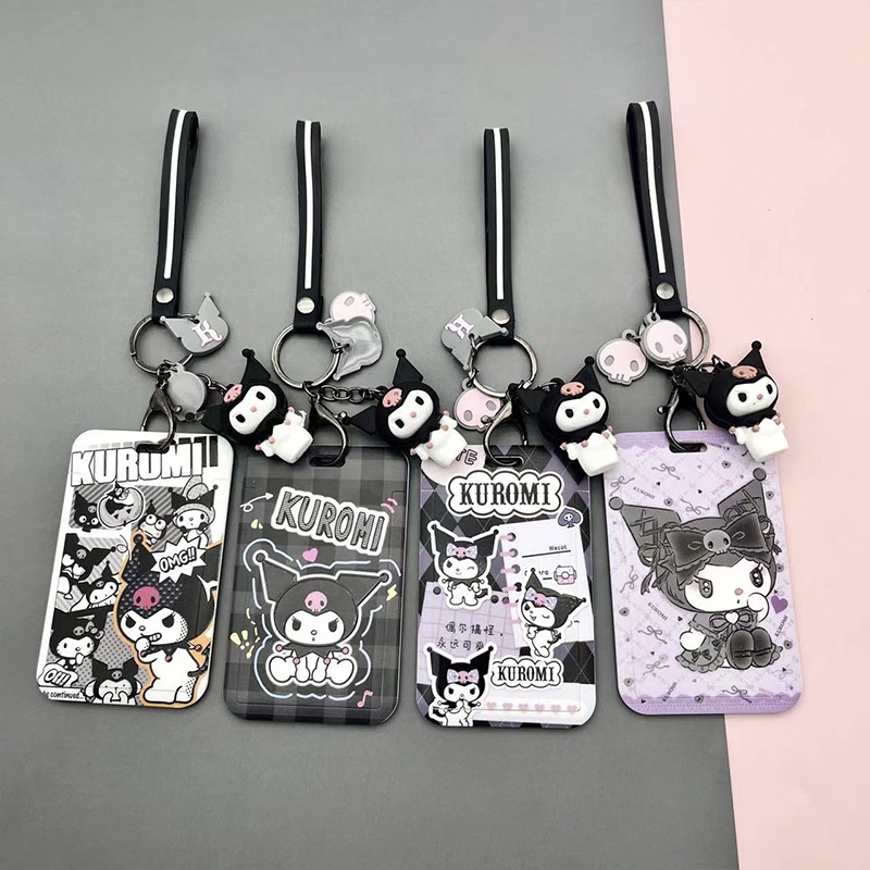 กระเป๋าใส่บัตร-แบบแข็ง-ลายการ์ตูนอนิเมะ-kuromi-พร้อมจี้ห้อย-สําหรับบัตรมหาวิทยาลัย-บัตรรถบัส