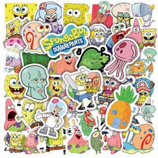 สติกเกอร์ ลายการ์ตูน SpongeBob SquarePants น่ารัก กันน้ํา สําหรับติดตกแต่ง 50 แผ่น