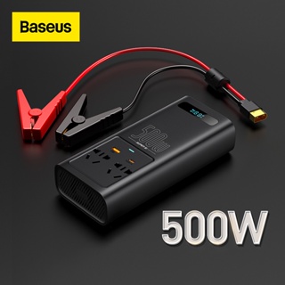 Baseus อินเวอร์เตอร์รถยนต์ 500W DC 12V เป็น AC 220V จอแสดงผลดิจิทัล อินเวอร์เตอร์พลังงานอัตโนมัติ USB Type C ชาร์จเร็ว สําหรับอะแดปเตอร์ไฟรถยนต์