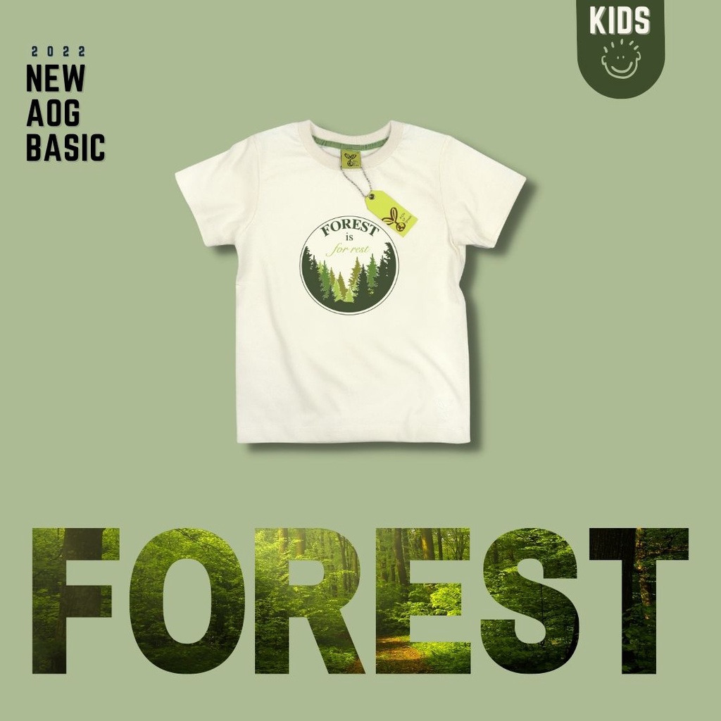 พร้อมส่ง-เสื้อยืดเด็ก-รุ่นเบสิค-ลาย-forest-is-for-rest-แบรนด์-acts-of-green-เสื้อยืดครอบครัว