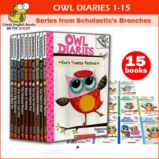 (ใช้โค้ดรับcoinคืน10%ได้)  พร้อมส่ง เซตหนังสือไดอารี่ภาษาอังกฤษของนกฮูกน้อย Eva มีทั้งหมด 15 เล่ม Owl Diaries จาก Scholastic