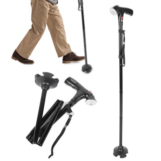 Multifunctional Elderly Walking Stick with Light Adjustable Anti-Slip Adjustable Walking Cane Safety Walking Stick