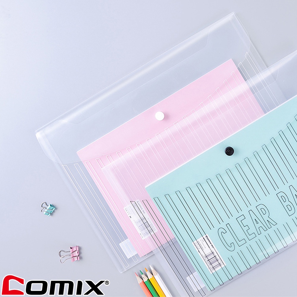 comix-c333-file-bag-snap-a4-แฟ้มกระดุม-แฟ้มใส-ขนาด-a4-คละลาย-1-ชิ้น-แฟ้มเอกสาร-แฟ้มหลากสี-แฟ้มสำนักงาน-อุปกรณ์สำนักงาน
