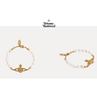 [พร้อมส่ง] ของแท้ 💯%! Vivienne Westwood Mini Bas Relief Pearl Bracelet - Gold