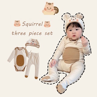 Little Squirrel~ ชุดบอดี้สูท จั๊มสูท แขนยาว ลายสัตว์ ฤดูหนาว สําหรับเด็กทารก อายุ 0-2 ปี