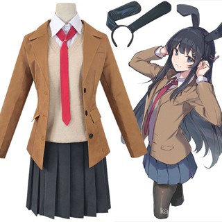 Seishun Buta Yarou Wa Bunny Girl Sakurajima Mai Cosplay Costume Full Set Outfit