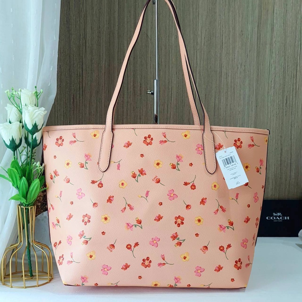 แท้-พร้อมส่ง-coach-c8743-city-tote-with-mystical-floral-print-gold-faded-blush-multi