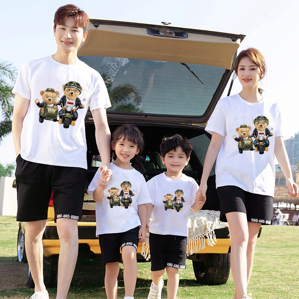 เสื้อยืดพิมพ์ลายสามล้อ-louely-bear-ชุดพ่อแม่ลูก-นี่คือของขวัญที่ดีที่สุดสำหรับลูก