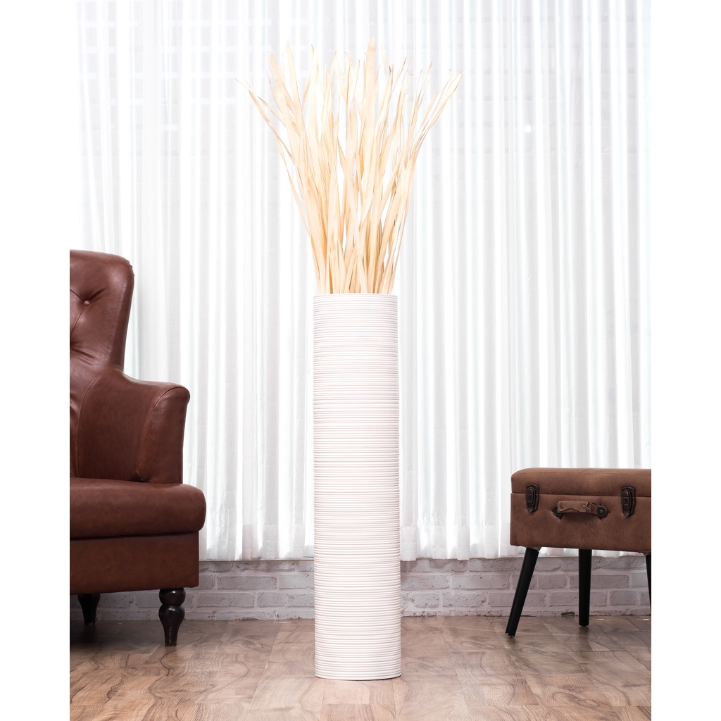 Vasora Large Floor Vase แจกันไม้ทรงกระบอก ไม้มะม่วงแกะลาย สไตล์มินิมอล ...