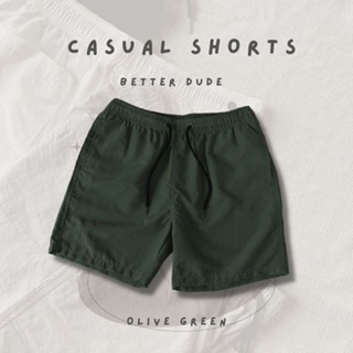 พร้อมส่ง กางเกงขาสั้น CASUAL SHORTS ⚫️ สีเขียวโอลีฟ (OLIVE GREEN)
