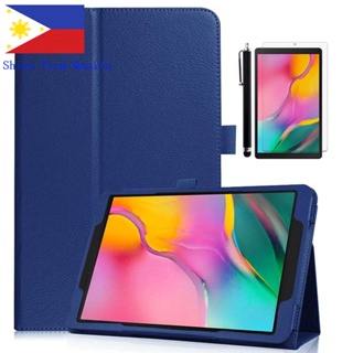 Samsung Tab S6 Lite 10.4 นิ้ว 2020 SM P610 P615 หนัง PU ฝาพับ เคสแท็บเล็ต ขาตั้ง กระจกนิรภัย