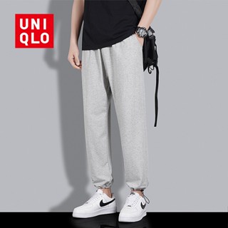 Uniqlo กางเกงเลกกิ้งขายาวลําลอง ผ้าฝ้าย แบบบาง เหมาะกับการเล่นกีฬา แฟชั่นฤดูใบไม้ผลิ และฤดูร้อน สําหรับผู้ชาย