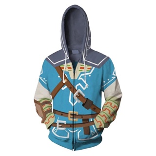 Zelda Link Hoodie Hyrule Warriors Zip Up Jacket Cosplay Costume Coat