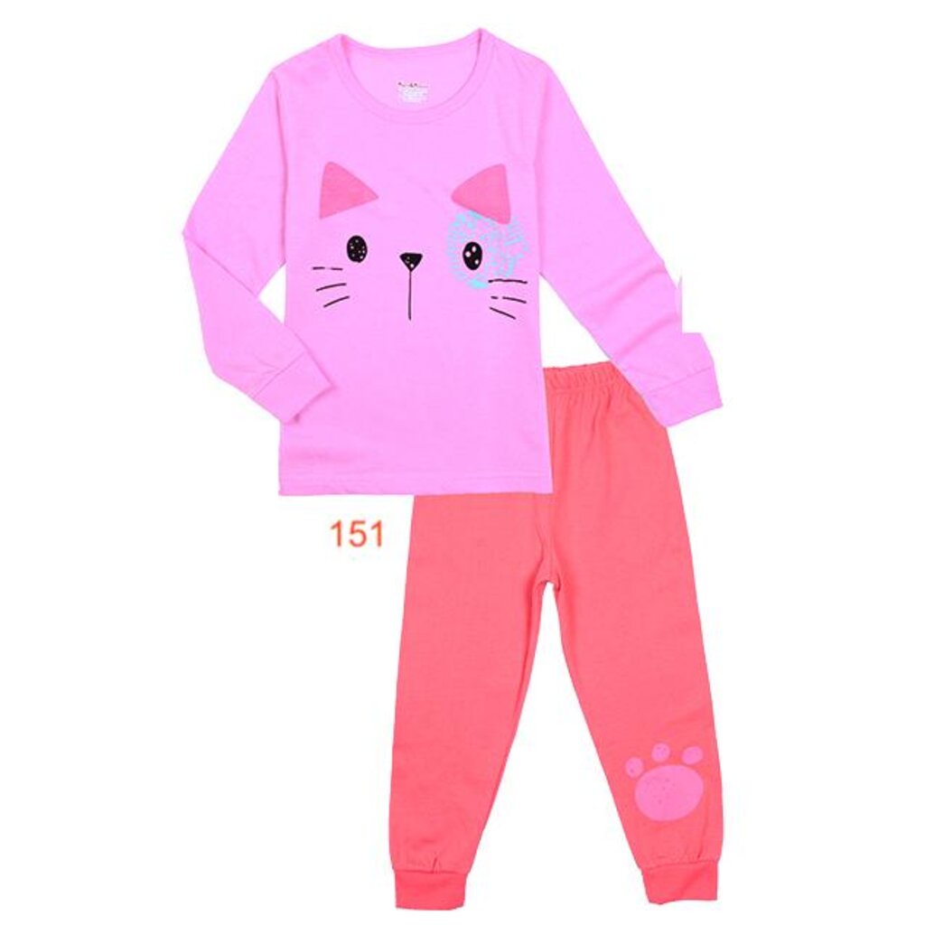 mag-151-mag-ชุดนอนเด็กหญิง-แนวเข้ารูป-slim-fit-ผ้า-cotton-100-เนื้อบาง-สีชมพูแมว