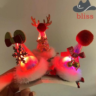 Bliss หมวกคริสต์มาส กิ๊บติดผม สร้างสรรค์ แต่งหน้า น่ารัก ปิ่นปักผม สีแดง เกล็ดหิมะ ผ้า สุขสันต์วันคริสต์มาส ตกแต่งหมวกคริสต์มาส พร้อมไฟ คริสต์มาส เครื่องแต่งกาย แต่งตัว เขากวาง ที่คาดผม