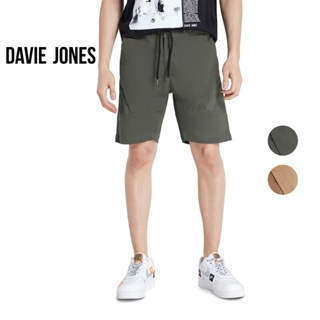DAVIE JONES กางเกงขาสั้น สีพื้น สีเขียว สีกากี Plain Shorts in green khaki SH0005GR KH