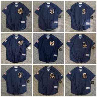 เสื้อกีฬาเบสบอลแขนสั้น ลายทีม Mlb Jersey สไตล์ฮิปฮอป แฟชั่นเรโทร และยุโรป และอเมริกา